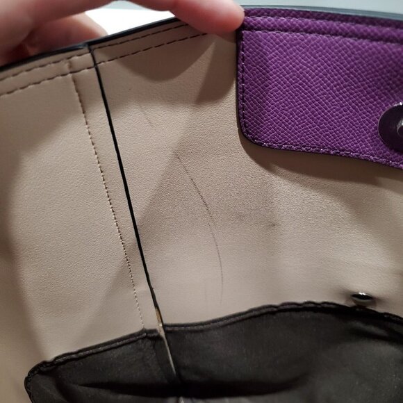 BROMEN Purse Large Bucket Bag Hobo Vegan Leather Handbag Purple Colored Strap - Picture 8 of 16